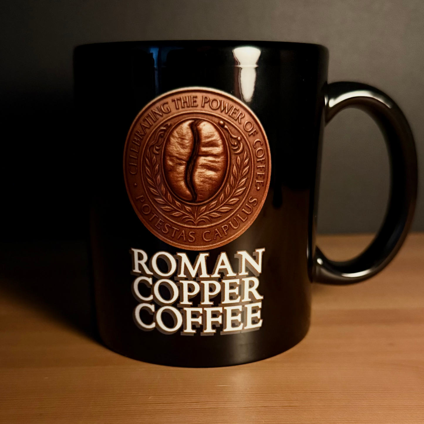 ROMAN COPPER COFFEE Black Mug (11oz)